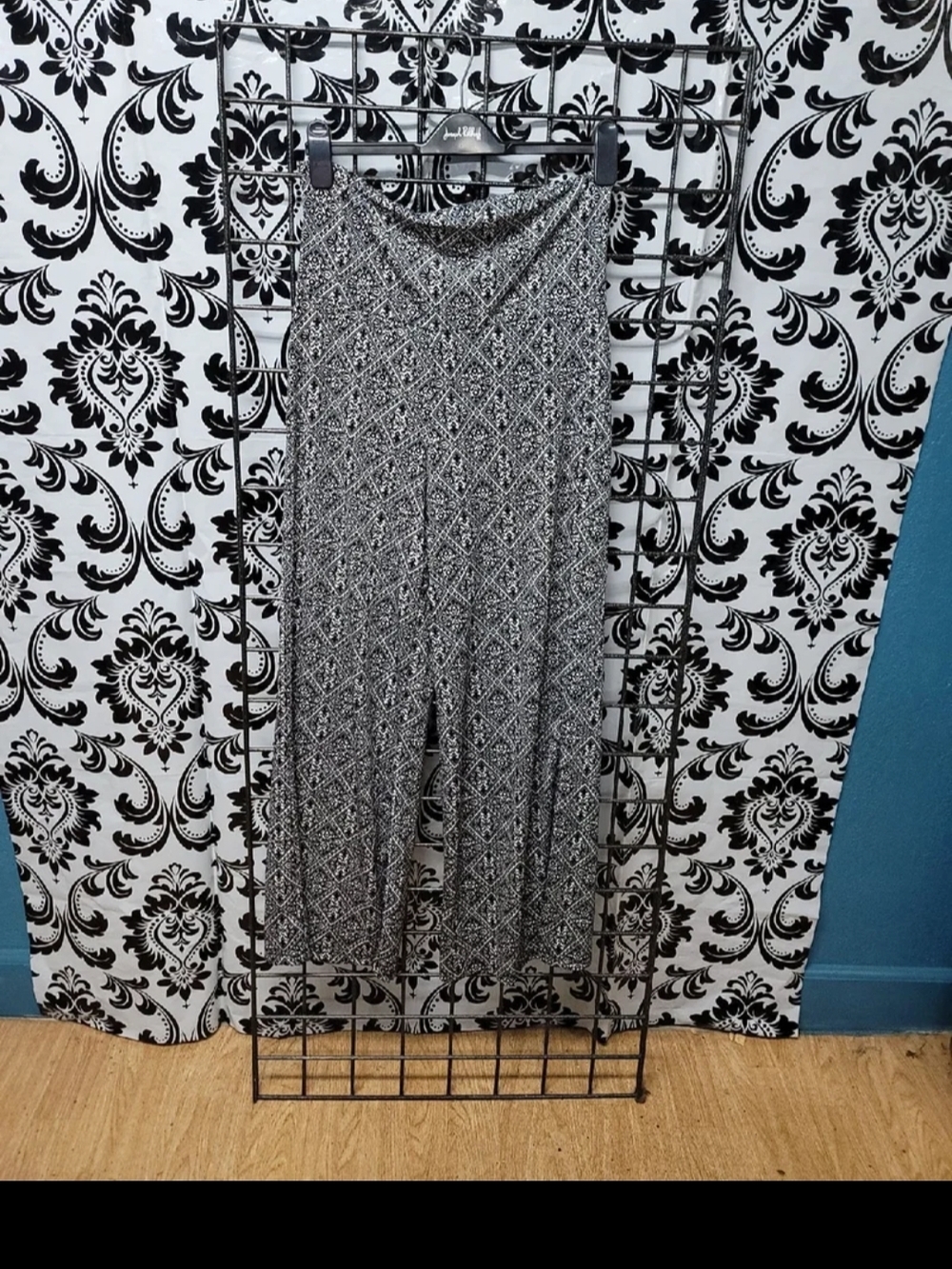 Women's Black & White Printed Boot-Cut Pants